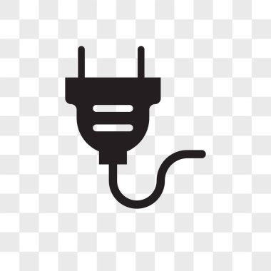 saydam arka plan üzerinde izole elektrik prizinden vektör simgesi, 