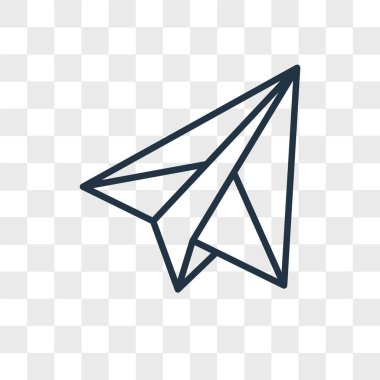 Saydam arka plan üzerinde kağıt uçak logo tasarımı izole kağıt uçak vektör simgesi