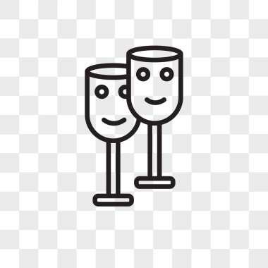 Saydam arka plan üzerinde C izole kokteyl cam vektör simgesi