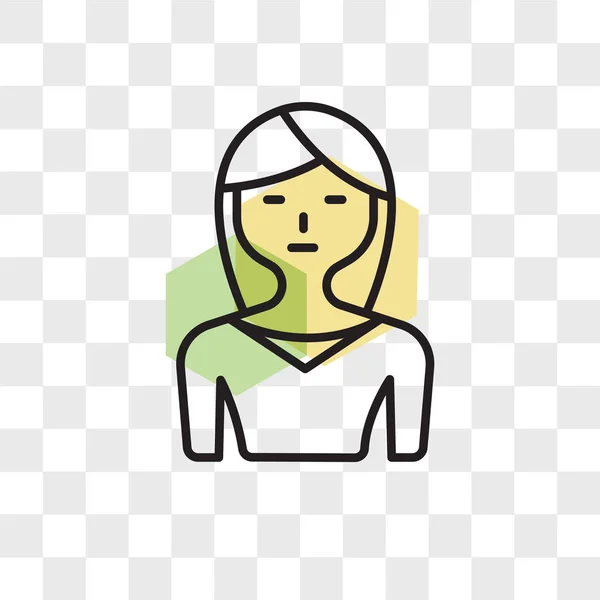 Meisje vector pictogram geïsoleerd op transparante achtergrond, Girl logo d — Stockvector