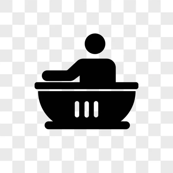 Man met het pictogram dat geïsoleerd op transparante achtergrond in de vector van een bad — Stockvector