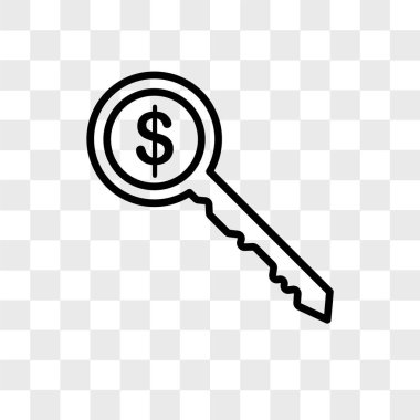 saydam arka plan üzerinde anahtar des izole anahtar vektör simgesi