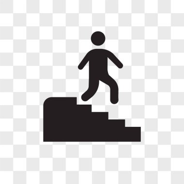 Merdiven vektör simgesi üzerinde şeffaf backgr izole azalan adam