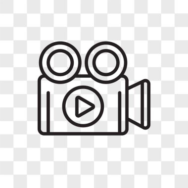 Saydam arka plan üzerinde Vid izole video kamera vektör simgesi