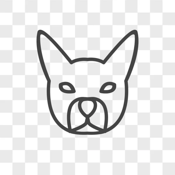 Franse bulldog vector pictogram geïsoleerd op transparante achtergrond, f — Stockvector