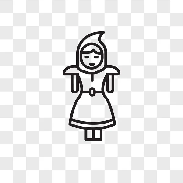 Little  riding hood vector icon isolated on transparent backgrou — Stock Vector