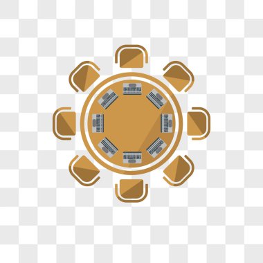 Saydam arka plan üzerinde Roun izole yuvarlak masa vektör simgesi