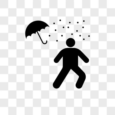 Adam şemsiye vektör simgesi üzerinde transpar izole bağsız yağmur altında