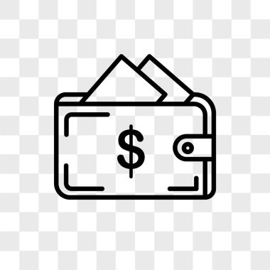 Saydam arka plan üzerinde m-cüzdan lo izole cüzdan vektör simgesi