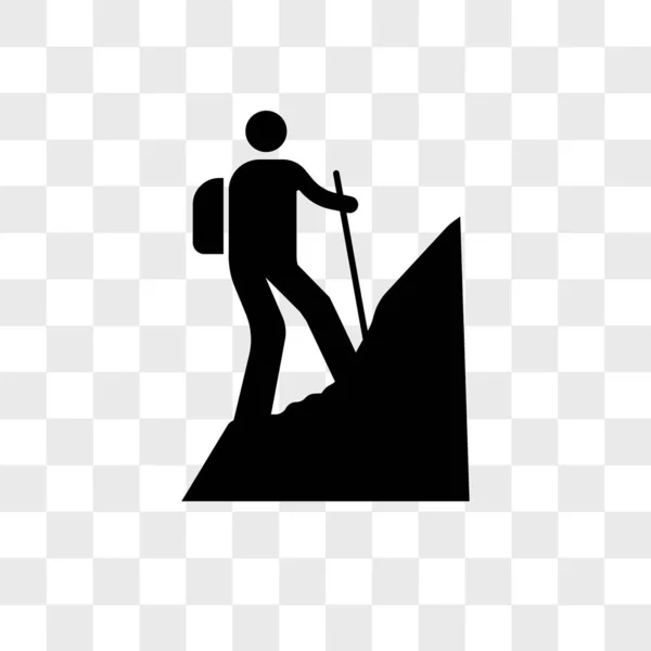 Hiker vector icon isolated on transparent background, hiker logo — Stock Vector