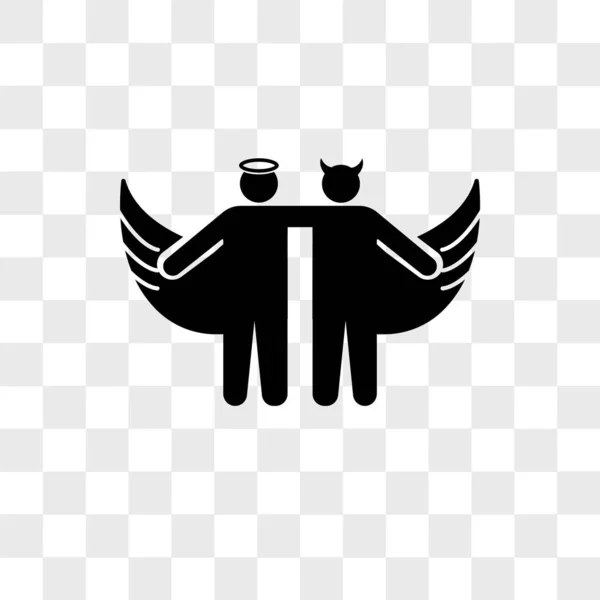 Angel en demon vector pictogram geïsoleerd op transparante achtergrond, — Stockvector