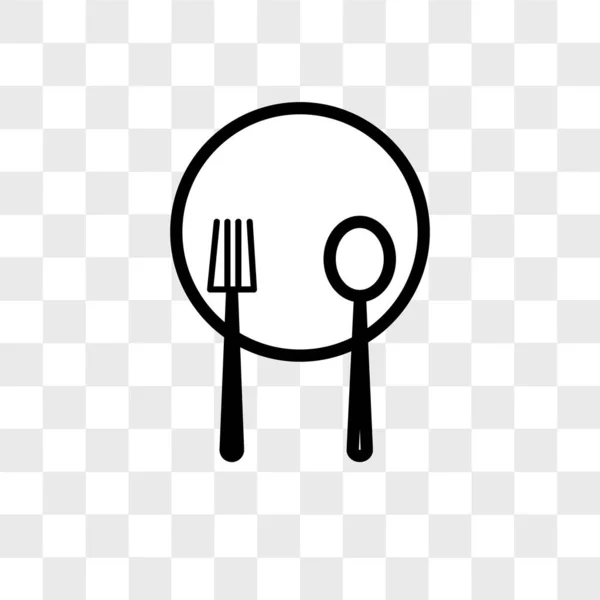 Plate, knife and fork vector icon isolated on transparent backgr — Stock Vector