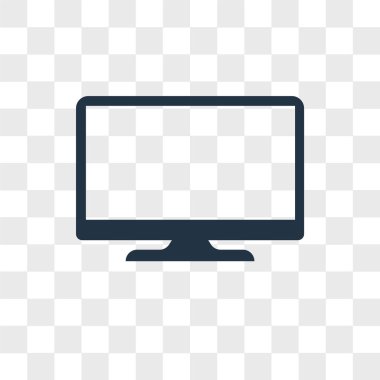 Saydam arka plan üzerinde monitör logo tasarımı izole monitör vektör simgesi