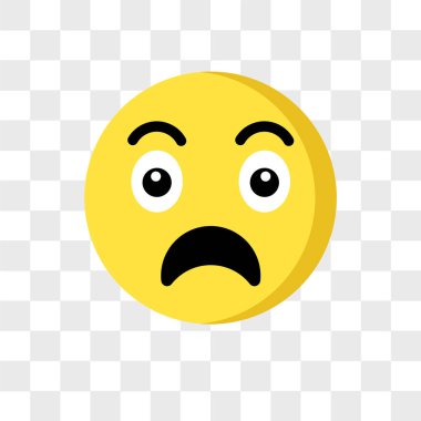 Saydam arka plan üzerinde üzgün em izole üzgün emoji vektör simgesi