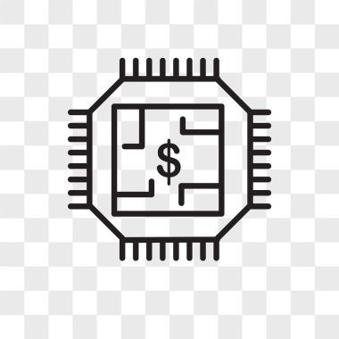 Saydam arka plan üzerinde Chip logosu d izole vektör simge chip