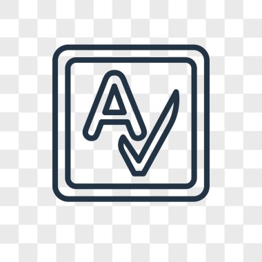 Saydam arka plan üzerinde yazım denetimi logo tasarımı izole yazım denetimi vektör simgesi