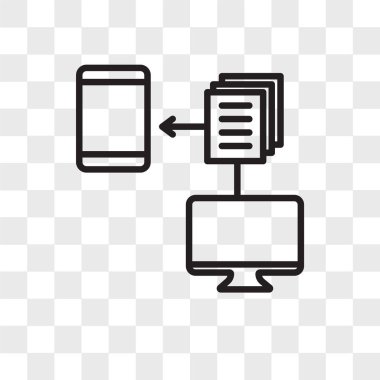 Saydam arka plan üzerinde bilgisayardan izole transfer vektör simgesi
