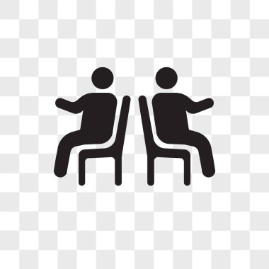 Saydam arka plan üzerinde P izole vektör simge oturan insanlar