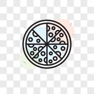 Saydam arka plan üzerinde Pizza logo izole pizza vektör simgesi