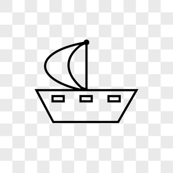 Ship line vector icono aislado sobre fondo transparente, Barco l — Archivo Imágenes Vectoriales