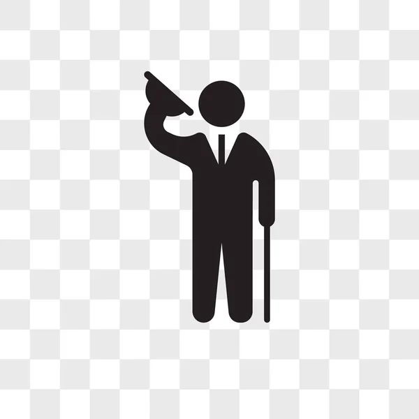 Elegant man saluting vector icon isolated on transparent backgro — Stock Vector