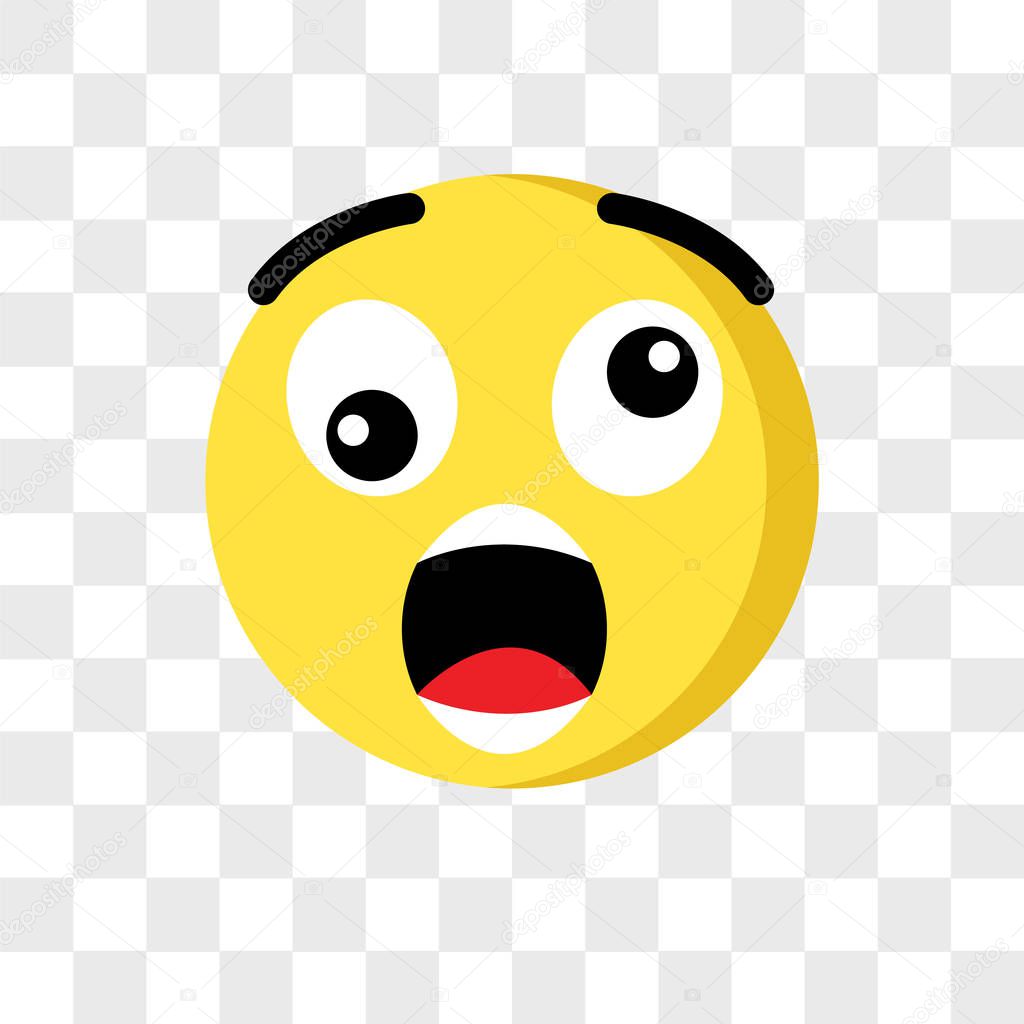 Shocked emoji vector icon isolated on transparent background, Shocked emoji logo concept