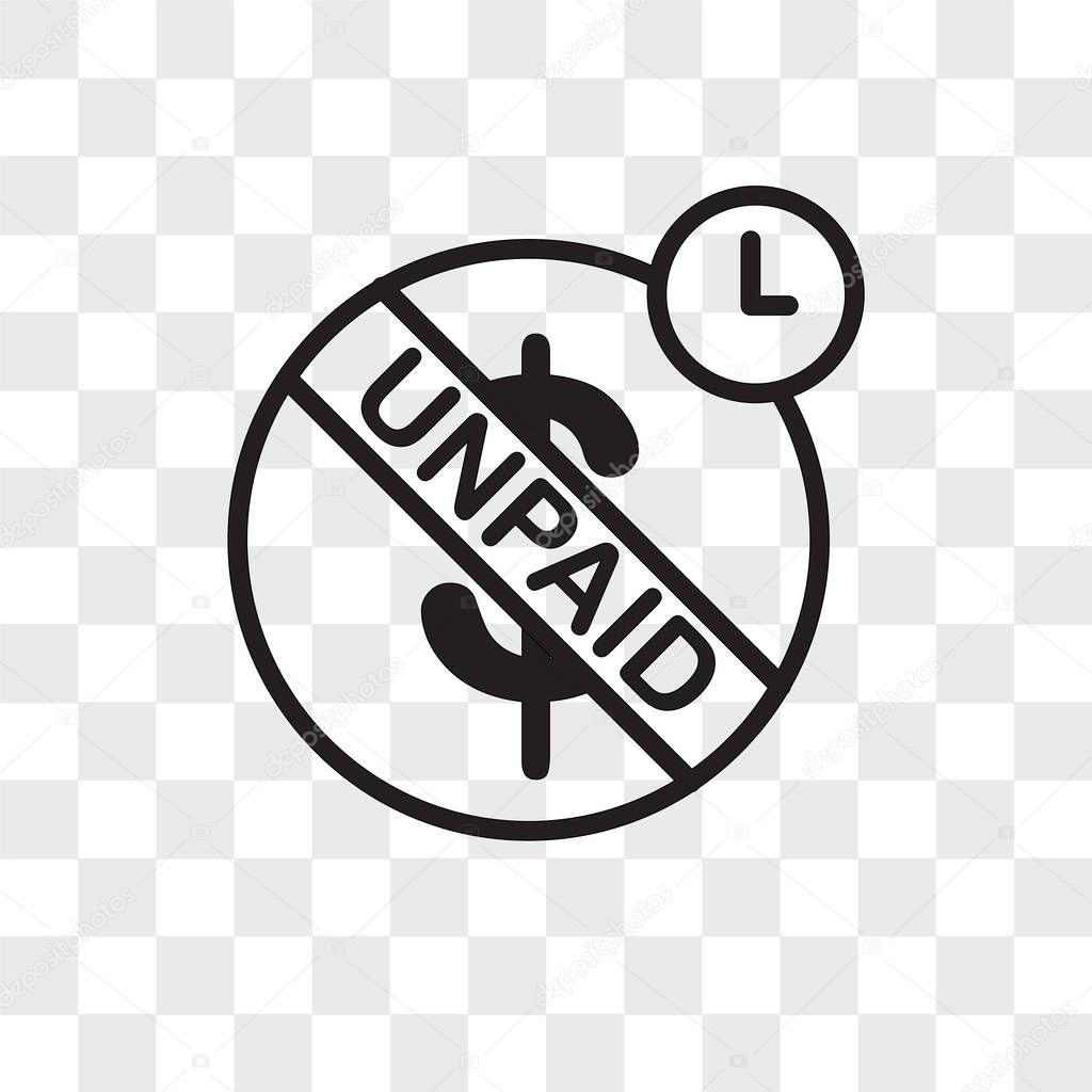 unpaid vector icon isolated on transparent background, unpaid lo