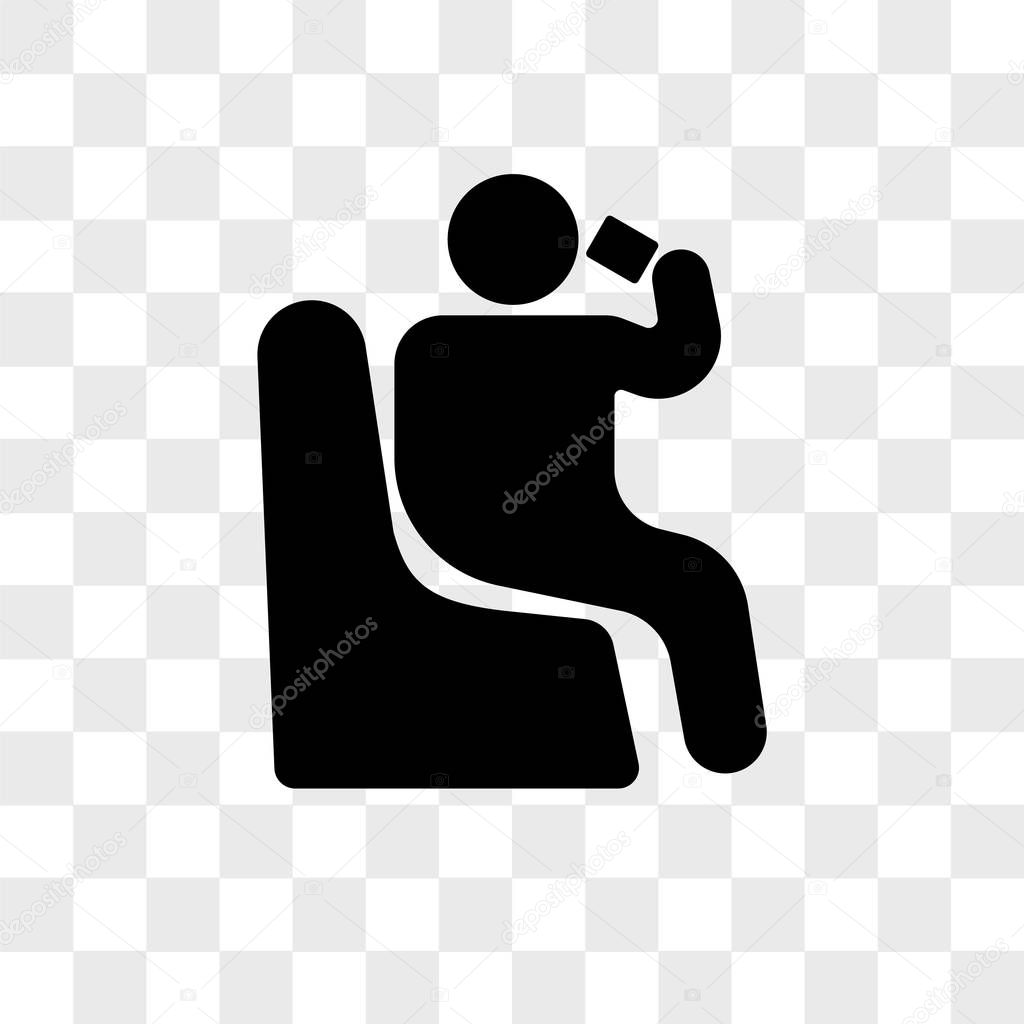Person sitting and drinking vector icon isolated on transparent background, Person sitting and drinking logo concept