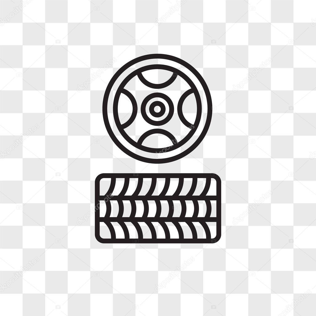 Tire vector icon isolated on transparent background, Tire logo d