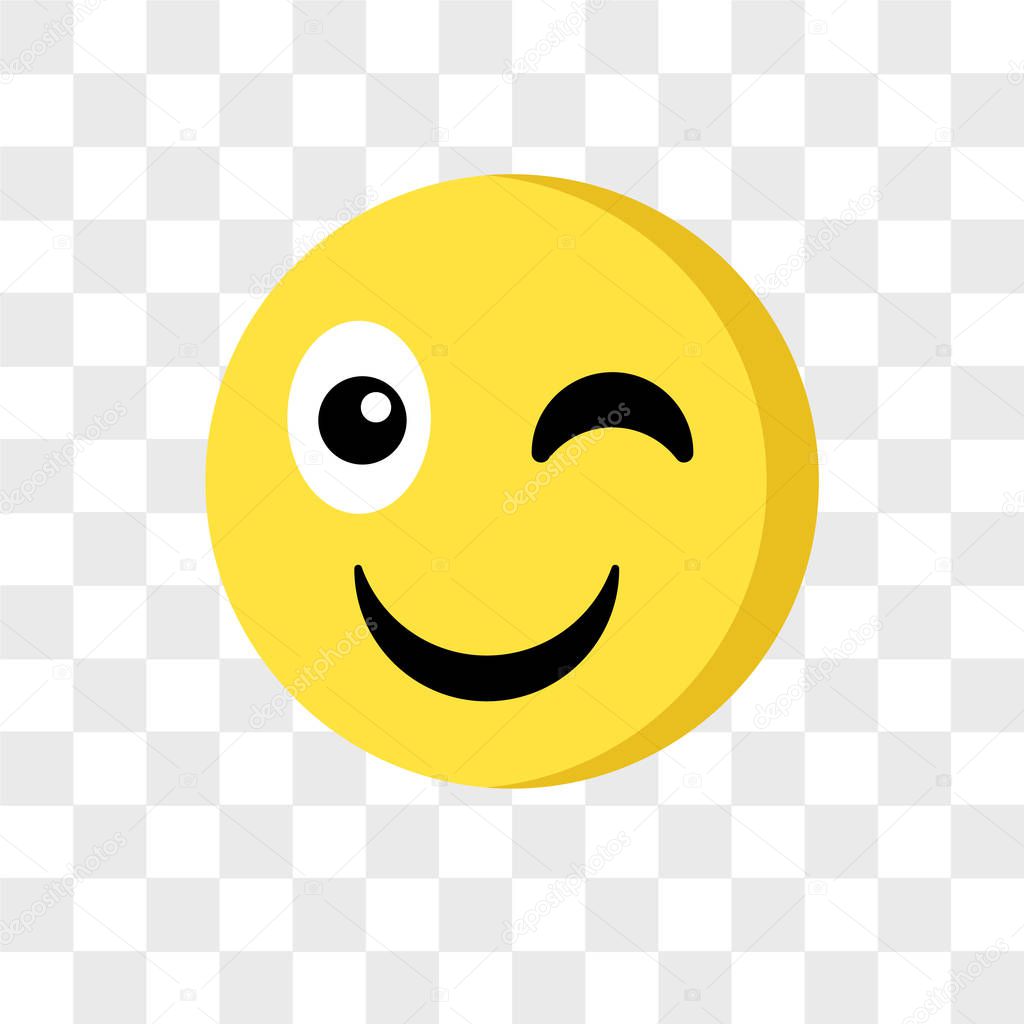 Wink emoji vector icon isolated on transparent background, Wink emoji logo concept