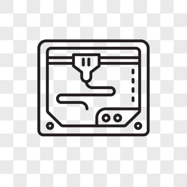 saydam arka plan üzerinde 3d yazıcı logo tasarımı izole 3d yazıcı vektör simgesi