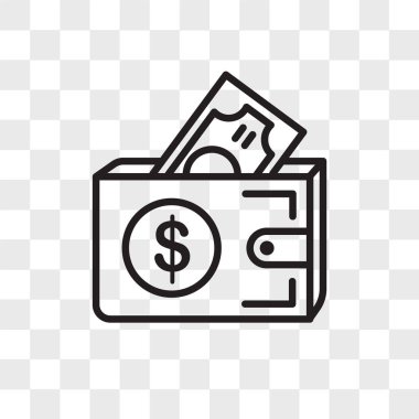 Saydam arka plan üzerinde m-cüzdan lo izole cüzdan vektör simgesi