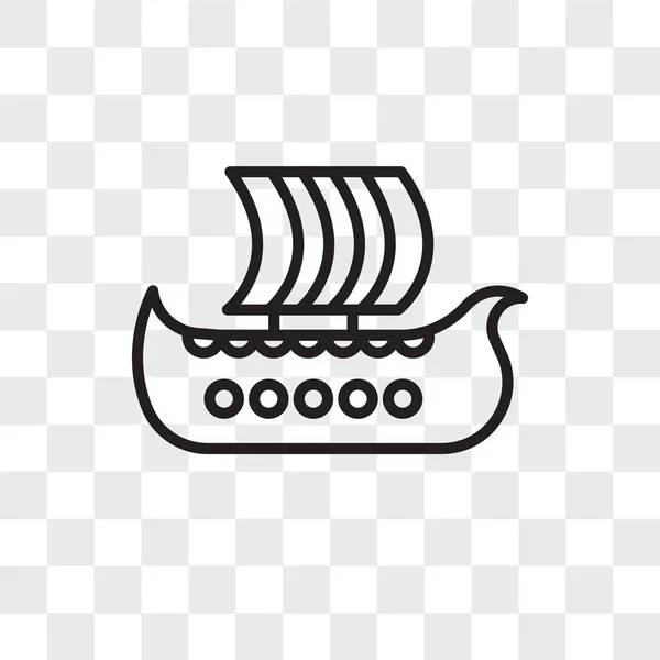 Viking ship vector icon isolated on transparent background, Viki — Stock Vector