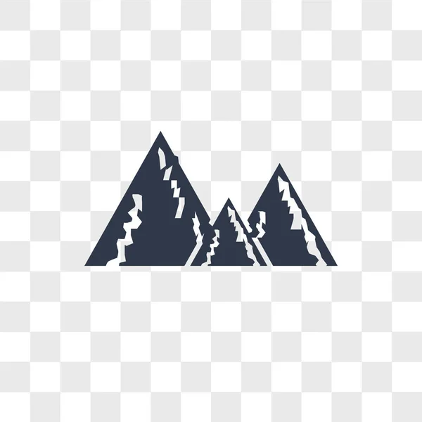 Schneebedeckte Berge Vektor-Symbol isoliert auf transparentem Hintergrund, — Stockvektor