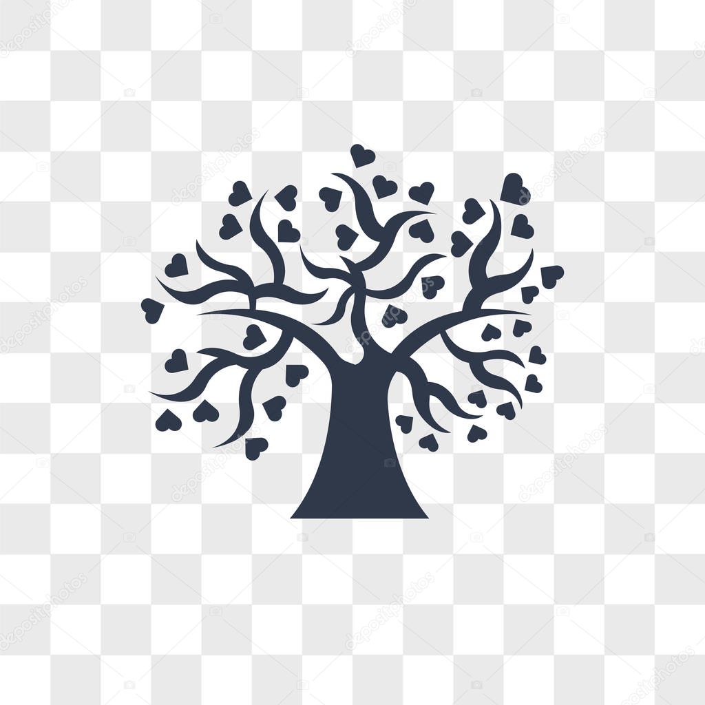 Tree of love vector icon isolated on transparent background, Tre