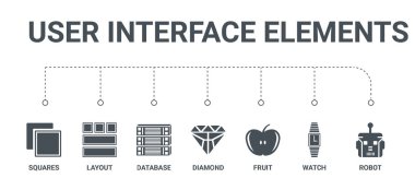 7 simgeleri robot, izlemek, meyve, elmas, veri gibi basit bir set