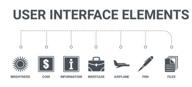 7 simgeleri dosya, evrak çantası, kalem, uçak gibi basit bir set ben