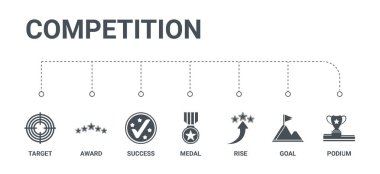 7 simgeleri podyum, gol, artış, madalya, başarı gibi basit bir set