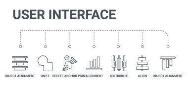7 hat simgeleri nesne hizalaması gibi basit bir set hizalamak, dağ