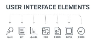 7 hat simgeleri basit bir set gibi kontrol, geçiş kontrol, bana