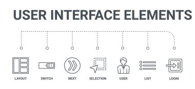 7 hat simgeleri listesi, kullanıcı oturum açma, seçim gibi basit bir set,