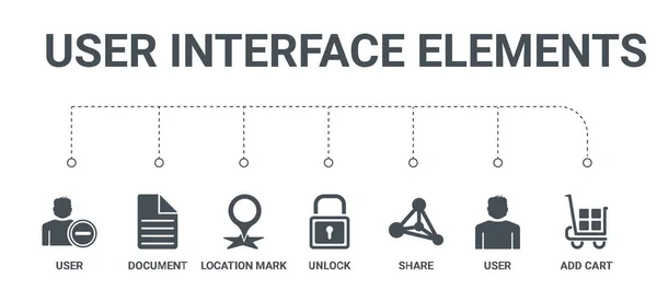 Eenvoudige set van 7 iconen zoals toevoegen winkelwagen, gebruiker, aandeel, ontgrendelen, loc — Stockvector
