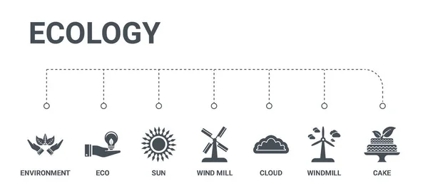 Conjunto simples de 7 ícones, como bolo, moinho de vento, nuvem, moinho de vento , — Vetor de Stock