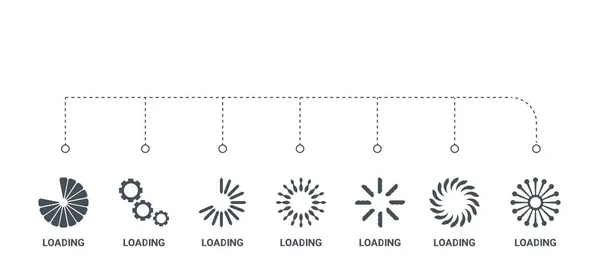 Eenvoudige set van 7 iconen zoals laden, laden, laden, van c — Stockvector