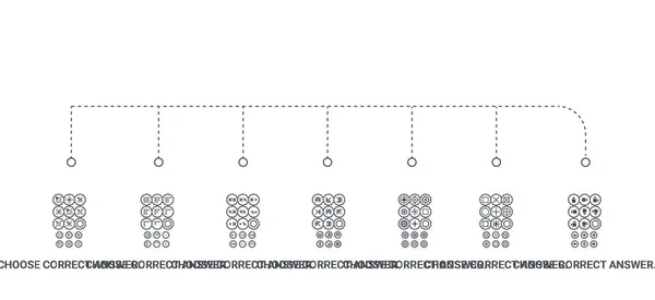 Simple set of 7 icons such as choose correct answer. iq test. lo — Stock Vector