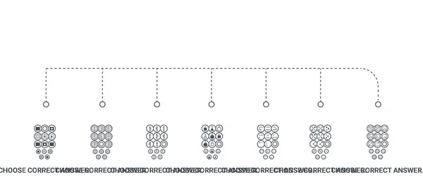 Simple set of 7 icons such as choose correct answer. iq test. lo — Stock Vector