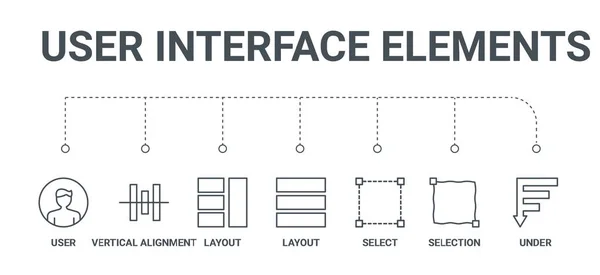 Ensemble simple de 7 icônes de ligne telles que sous, sélection, sélectionner, jeter — Image vectorielle