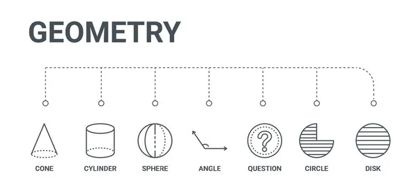 Jednoduchá sada 7 řádek ikon, jako je disk, otázka, kruh, úhel — Stockový vektor