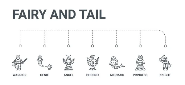 简单的一套7行图标, 如骑士, 公主, 美人鱼, ph — 图库矢量图片