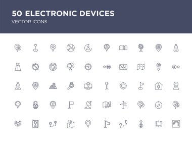 50 elektronik cihazlar vektör simge kümesi gibi çevirmek, precisio